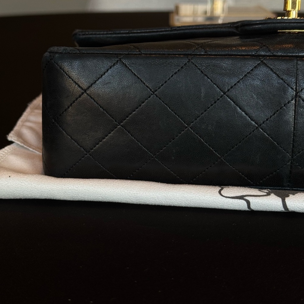 CHANEL Vintage CC Single Flap Bag Lambskin 24K Gold Black Karl Lagerfeld - Picture 7 of 17